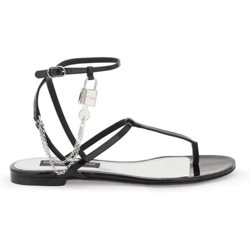 Padlock Thong Sandals , female, Sizes: 4 UK, 5 UK, 3 UK, 6 UK - Dolce & Gabbana - Modalova