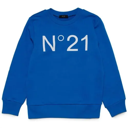 Blaue Baumwollpullover mit Logodruck - N21 - Modalova