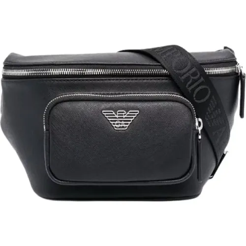 Logo-Plaque Leder Gürteltasche , Herren, Größe: ONE Size - Emporio Armani - Modalova