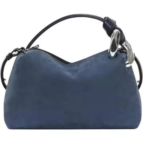 Navy Suede Corner Bag , female, Sizes: ONE SIZE - JW Anderson - Modalova