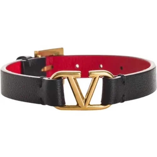 VLogo Signature Leather Bracelet , female, Sizes: ONE SIZE - Valentino - Modalova