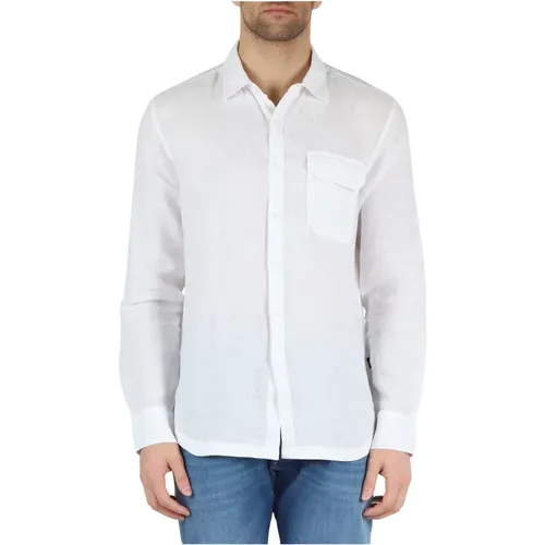 Linen Shirt with Front Pocket , male, Sizes: XL, L, M, S - Replay - Modalova