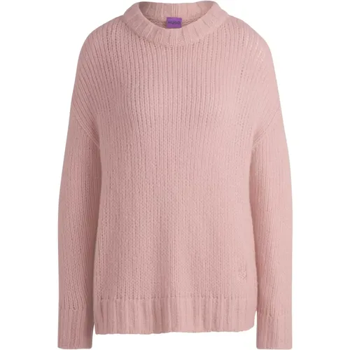 Weicher Alpaka-Mix Rosa Pullover , Damen, Größe: M - Hugo Boss - Modalova