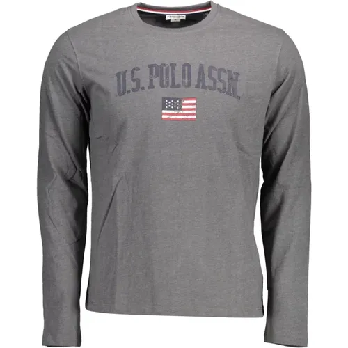 Klassisches Logo Tee Grau Baumwolle Langarm , Herren, Größe: XL - U.S. Polo Assn. - Modalova