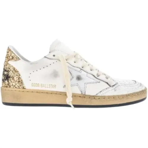 BallStar Leather Sneakers Glitter Heel , female, Sizes: 5 UK - Golden Goose - Modalova