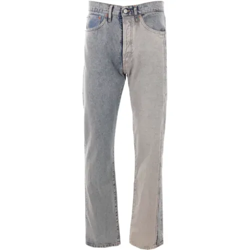 Blaue Denim Regular-Fit Jeans mit Kontrastpanel , Herren, Größe: W32 - MM6 Maison Margiela - Modalova