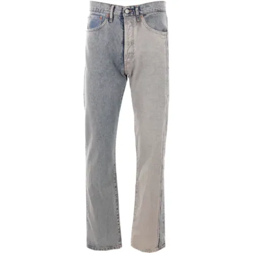 Blaue Denim Regular-Fit Jeans mit Kontrastpanel - MM6 Maison Margiela - Modalova