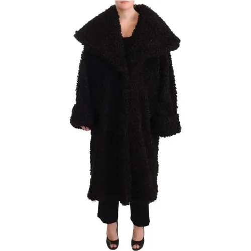 Elegant Fur Cape Trench Coat , female, Sizes: XS - Dolce & Gabbana - Modalova