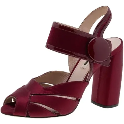 Pre-owned Leather sandals , female, Sizes: 3 UK - Miu Miu Pre-owned - Modalova