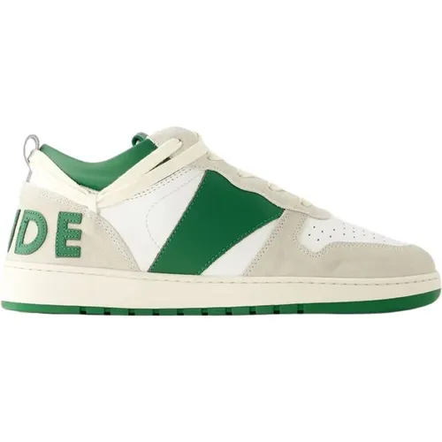 Niedrige Ledersneakers Weiß/Grün , Herren, Größe: 42 EU - Rhude - Modalova