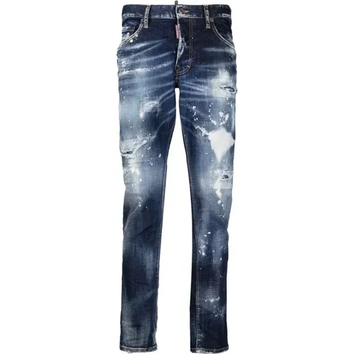 Dark Distressed Regular Fit Jeans , male, Sizes: XS - Dsquared2 - Modalova
