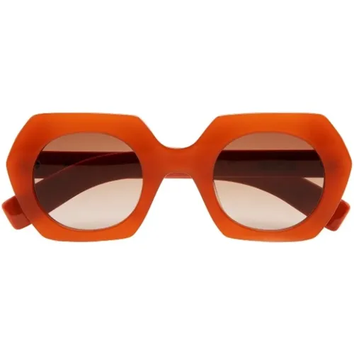 Hexagonal Sunglasses with Amber Gradient Lens , female, Sizes: ONE SIZE - Kaleos - Modalova