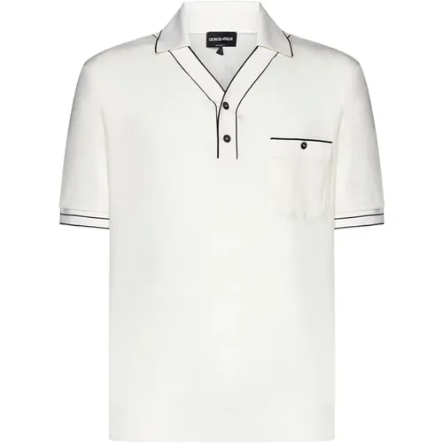Strickpolo mit V-Ausschnitt T-Shirts , Herren, Größe: L - Giorgio Armani - Modalova