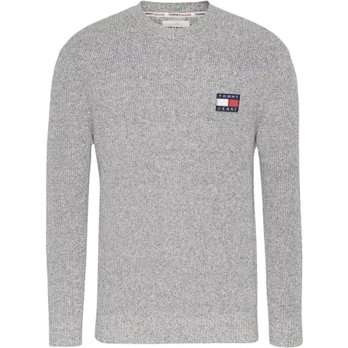 Chiné Logo Patched Sweater , Herren, Größe: M - Tommy Jeans - Modalova