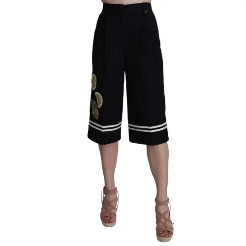 Schwarze High-Waist Baumwollhose - Dolce & Gabbana - Modalova