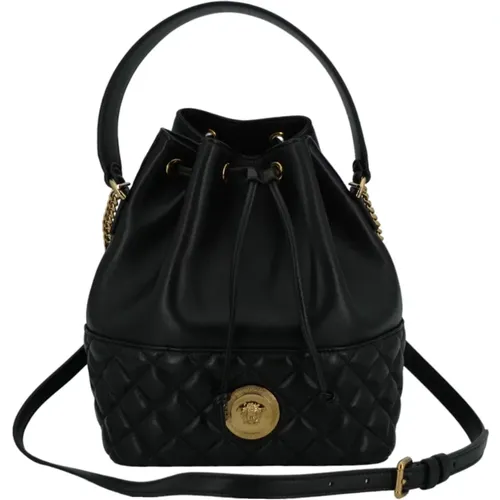 Lamb Leather Bucket Shoulder Bag , male, Sizes: ONE SIZE - Versace - Modalova