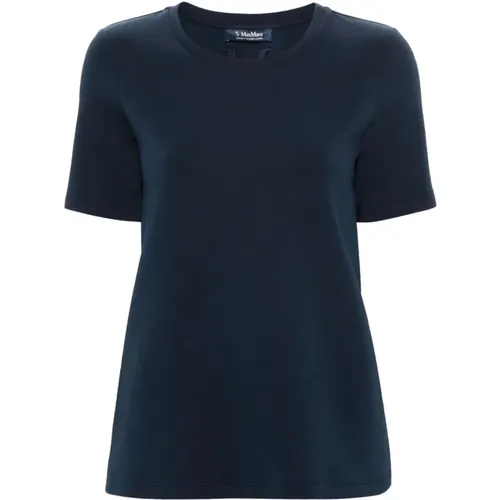 Blaue T-Shirts und Polos mit Besticktem Monogramm , Damen, Größe: S - Max Mara - Modalova