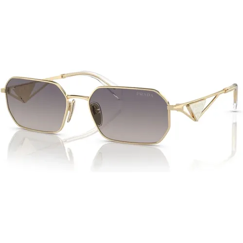 Pale Gold/Blue Silver Sonnenbrille , Damen, Größe: 58 MM - Prada - Modalova