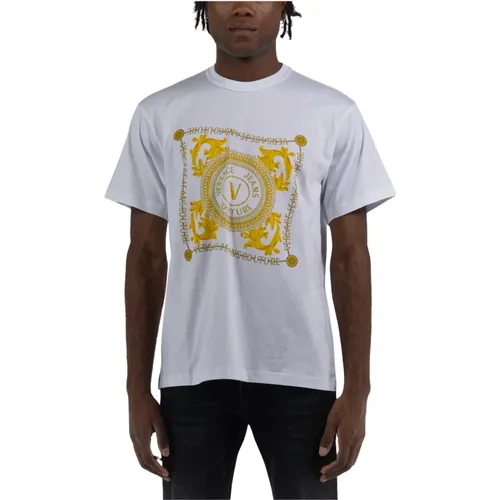 Chain Logo T-Shirt , male, Sizes: L - Versace Jeans Couture - Modalova