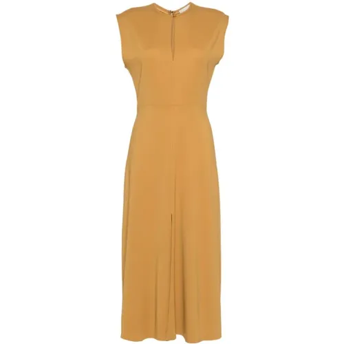Mustard Yellow Sleeveless Dress with Front and Rear Slits , female, Sizes: S, XS - Forte Forte - Modalova