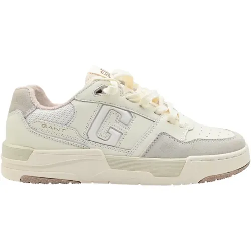 White Leather Mesh Sneakers , male, Sizes: 6 UK - Gant - Modalova