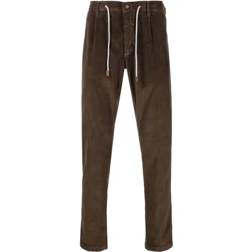 Cotton Blend Drawstring Trousers , male, Sizes: W33 - Eleventy - Modalova