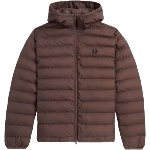 Braune Kapuzen-Isolierjacke , Herren, Größe: XL - Fred Perry - Modalova