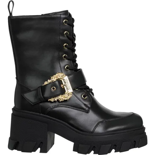 Hohe Absatz Schnürstiefel mit Reißverschluss , Damen, Größe: 37 EU - Versace Jeans Couture - Modalova