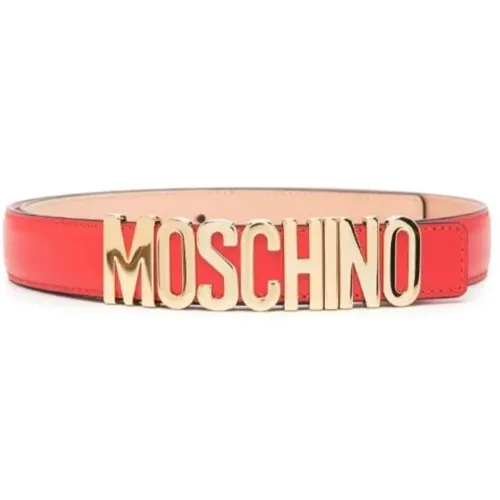 Roter Leder Klassischer Couture Gürtel , Damen, Größe: 2XS - Moschino - Modalova