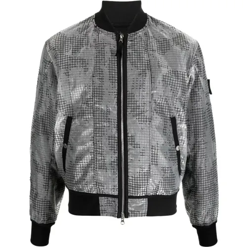 Mesh-Panel Bomber Jacket in Black , male, Sizes: M - Stone Island - Modalova