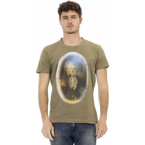 Emerald Cotton T-Shirt with Front Print , male, Sizes: L, 2XL, 3XL, XL, M - Trussardi - Modalova