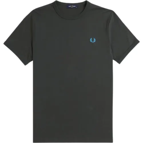 Grünes Ringer T-Shirt Oberteil , Herren, Größe: M - Fred Perry - Modalova