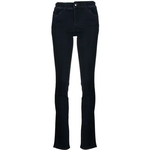 Schmale Jeans mit hoher Taille in Indigoblau , Damen, Größe: W25 - Emporio Armani - Modalova