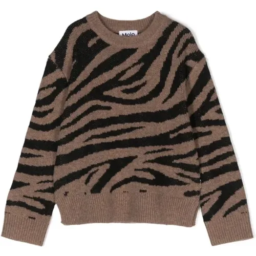 Brauner Zebra Jacquard Strickpullover - Molo - Modalova