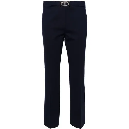 Crepe Trousers with Logo-Buckle Detail , female, Sizes: M - Twinset - Modalova