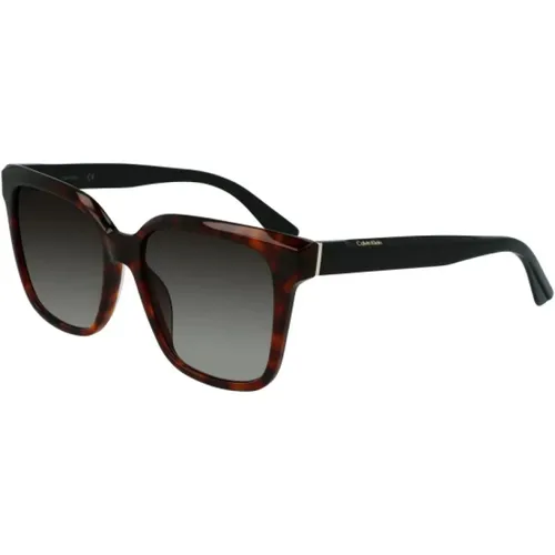 Braun und Schwarz Acetat Sonnenbrille - Calvin Klein - Modalova