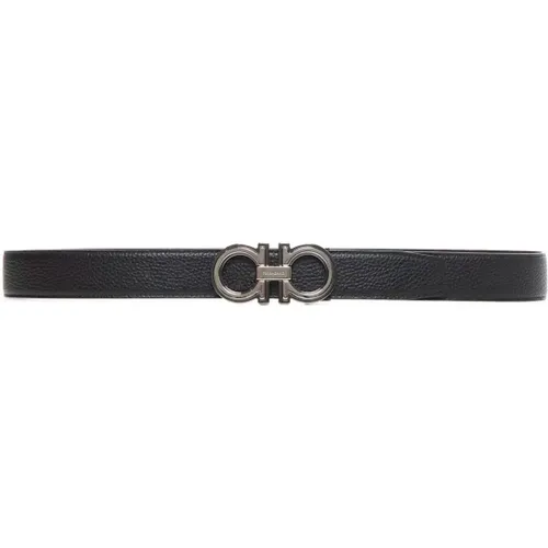 Wendbarer Gürtel aus genarbtem Leder in Schwarz/Braun , Herren, Größe: 95 CM - Salvatore Ferragamo - Modalova