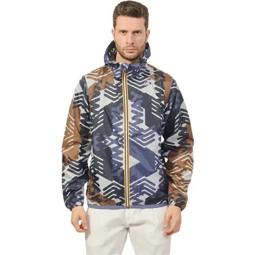 Graphic Print Waterproof Windbreaker Jacket , male, Sizes: XL - K-way - Modalova