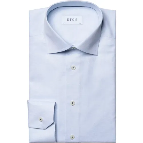 Leichtes Blaues Hemd, Einfach Bügeln , Herren, Größe: M - Eton - Modalova