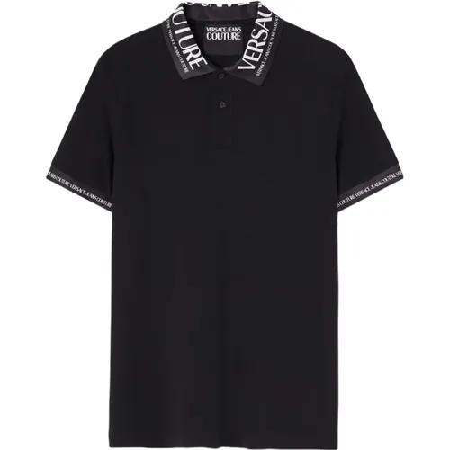 Cotton Pique Polo Shirt with Logo Print , male, Sizes: L, M - Versace Jeans Couture - Modalova