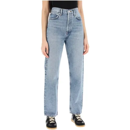 Vintage High-Waisted Straight Leg Jeans , Damen, Größe: W28 - Agolde - Modalova