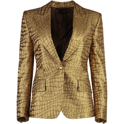 Einreihige Jacke mit Cocco Jacquard Motiv - Tom Ford - Modalova