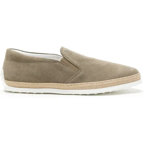 Wildleder Slip-On Sneaker mit handgewebtem Seildetail, Flache Schuhe mit Seildetail - TOD'S - Modalova