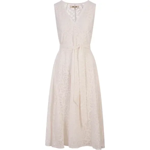 Ivory Lace Midi Dress , female, Sizes: L, XS, M - Diane Von Furstenberg - Modalova