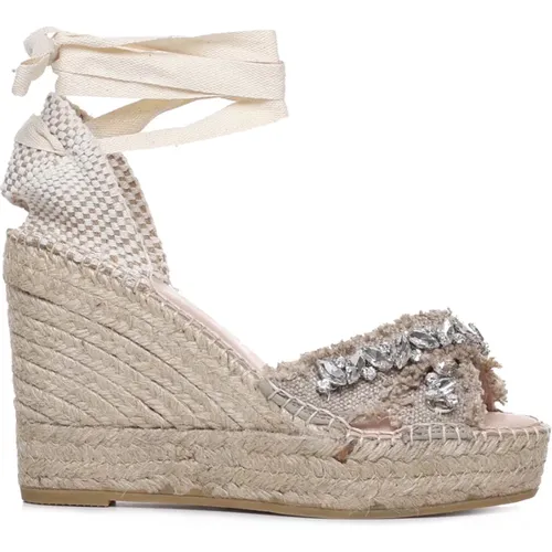 Sparkling Crystal Hemp Flat Shoes , female, Sizes: 8 UK - Manebí - Modalova