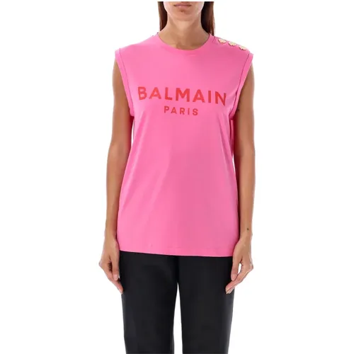 Fucsia Rose Tank Top , female, Sizes: S, M, L - Balmain - Modalova