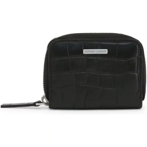 Leder Reißverschluss Brieftasche für Männer,Lederbrieftasche mit Kreditkartenfächern - Emporio Armani - Modalova