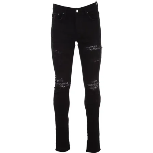 Schwarze Skinny-Fit Jeans mit Bandana-Print - Amiri - Modalova
