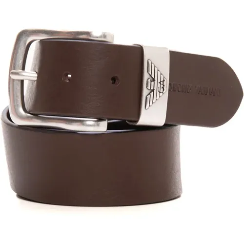 Italian Leather Logo Buckle Belt , male, Sizes: 95 CM - Emporio Armani - Modalova