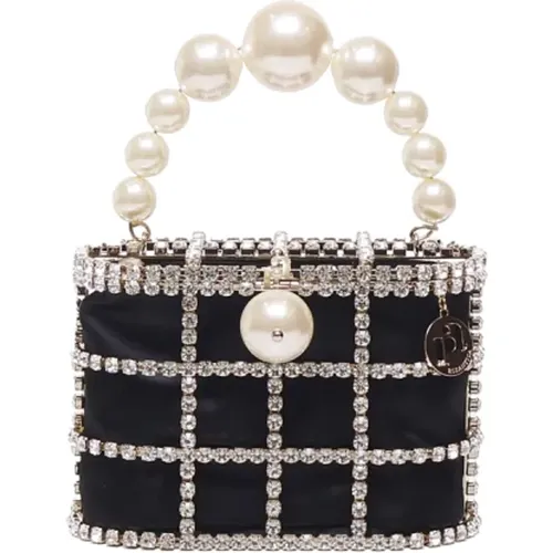 Crystal-embellished tote bag with pearls , female, Sizes: ONE SIZE - Rosantica - Modalova